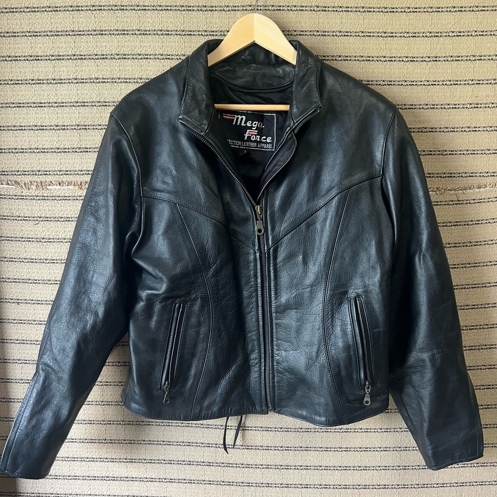 Mega Force Black 100% Leather Biker Jacket